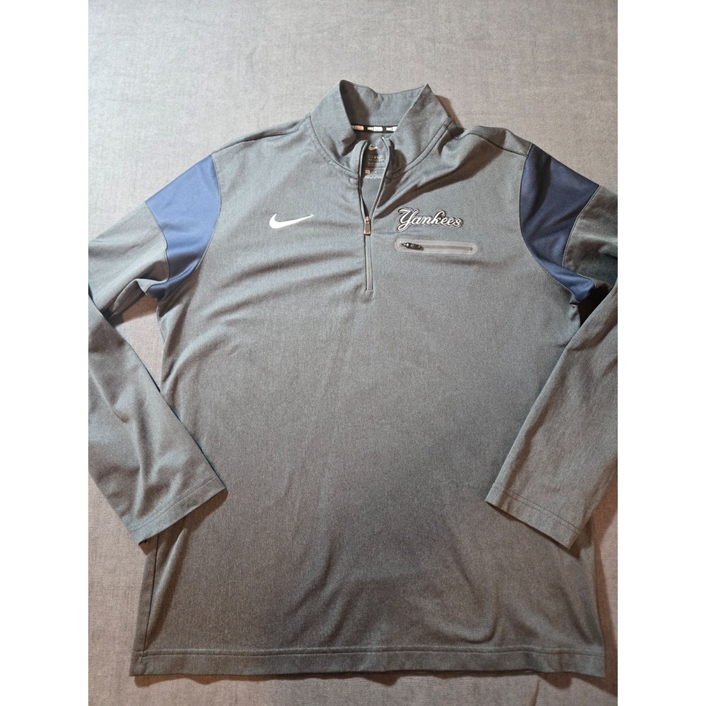 New York Yankees Jacket Nike Mens Large Embroidery Front Zipper Pocket 1/4 Zip